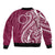 Kia Orana Cook Islands Bomber Jacket Maroon Plumeria Tropical Waves - Polynesian Pride