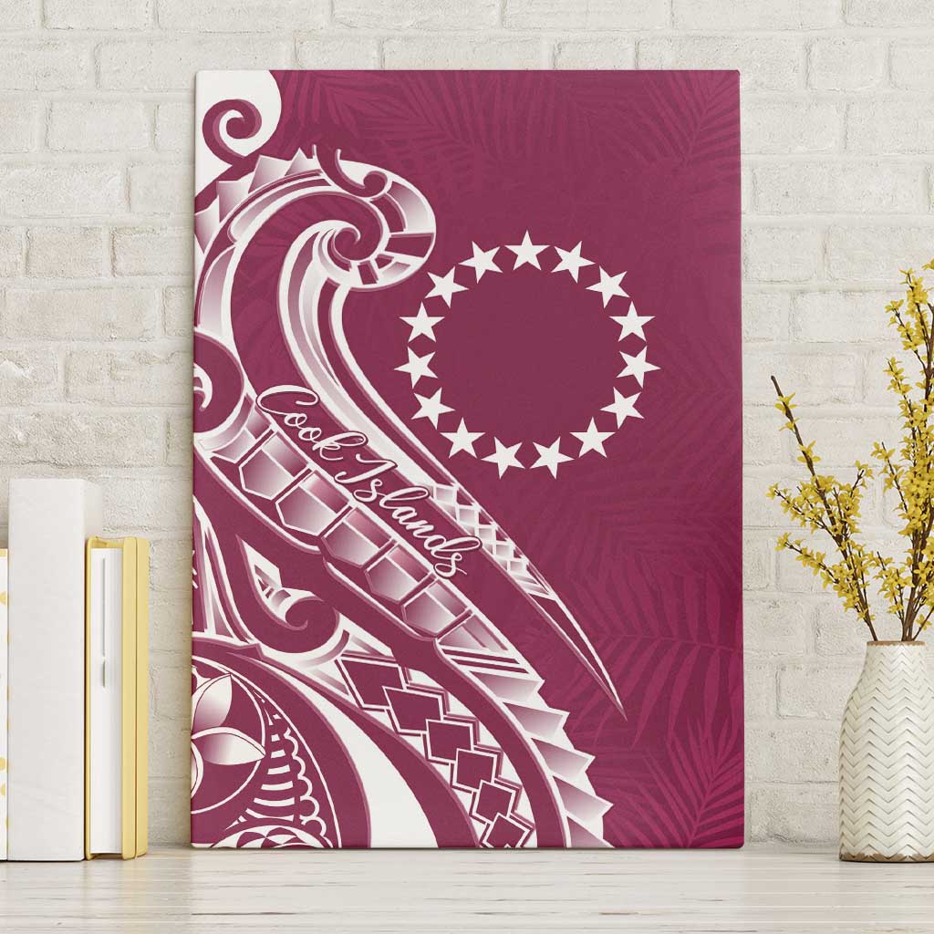 Kia Orana Cook Islands Canvas Wall Art Maroon Plumeria Tropical Waves - Polynesian Pride
