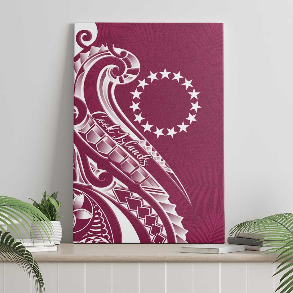 Kia Orana Cook Islands Canvas Wall Art Maroon Plumeria Tropical Waves - Polynesian Pride