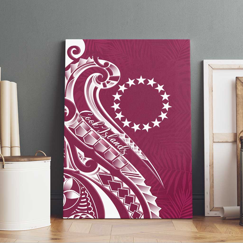 Kia Orana Cook Islands Canvas Wall Art Maroon Plumeria Tropical Waves - Polynesian Pride