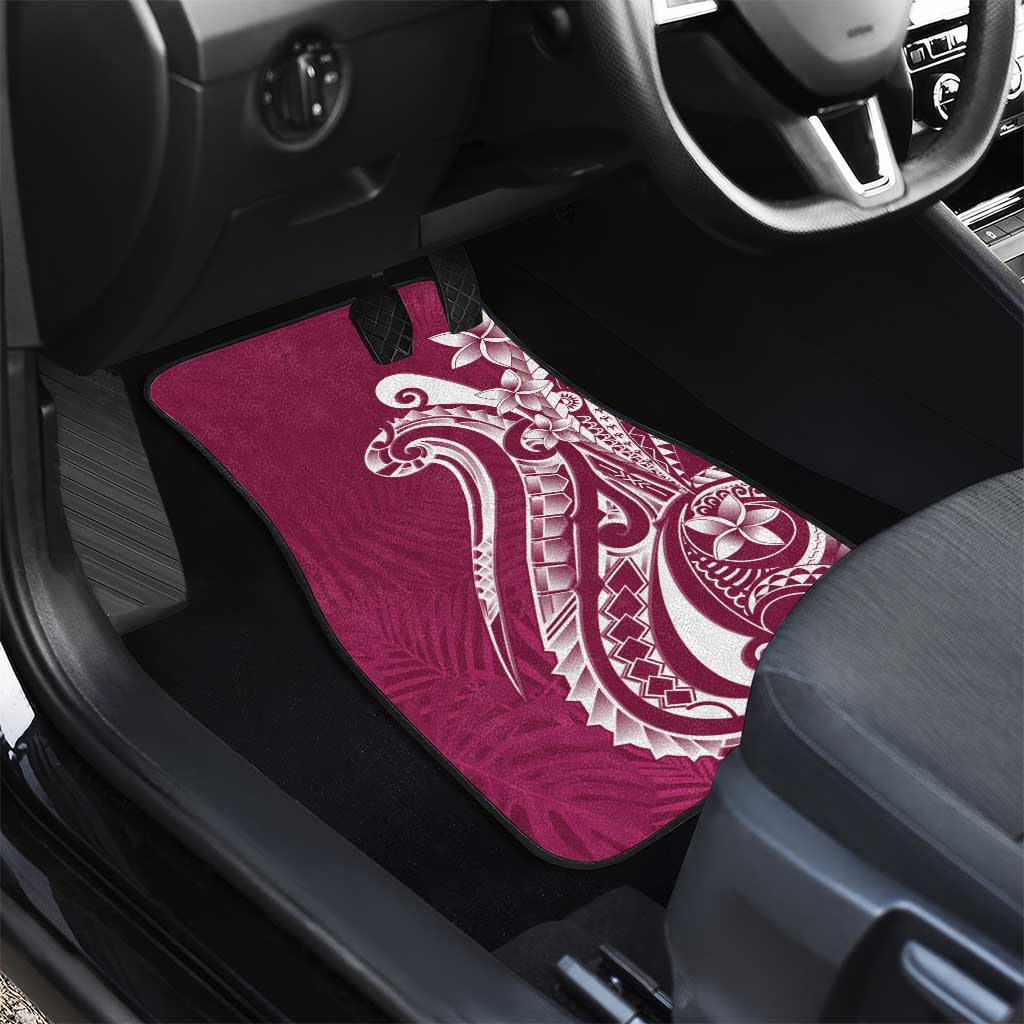 Kia Orana Cook Islands Car Mats Maroon Plumeria Tropical Waves - Polynesian Pride