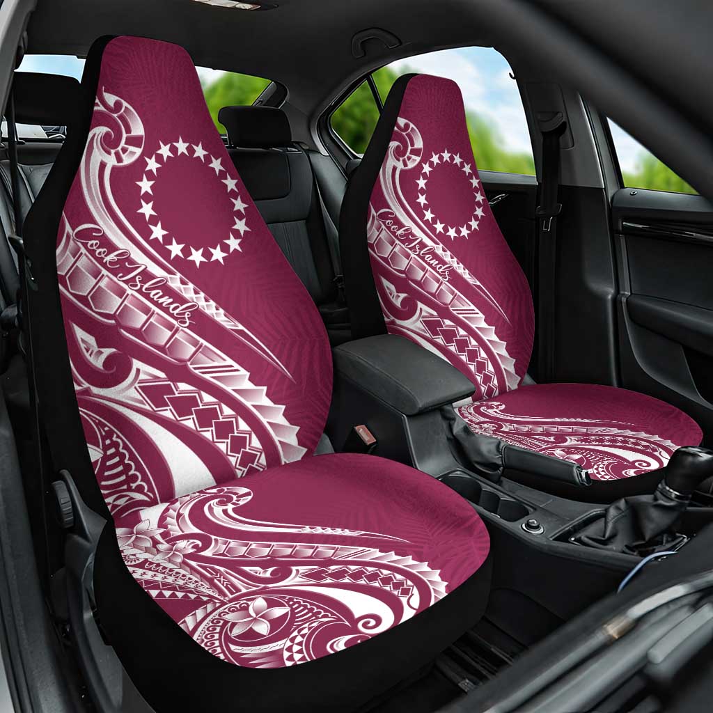 Kia Orana Cook Islands Car Seat Cover Maroon Plumeria Tropical Waves - Polynesian Pride