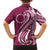 Kia Orana Cook Islands Family Matching Long Sleeve Bodycon Dress and Hawaiian Shirt Maroon Plumeria Tropical Waves - Polynesian Pride