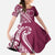 Kia Orana Cook Islands Family Matching Long Sleeve Bodycon Dress and Hawaiian Shirt Maroon Plumeria Tropical Waves - Polynesian Pride