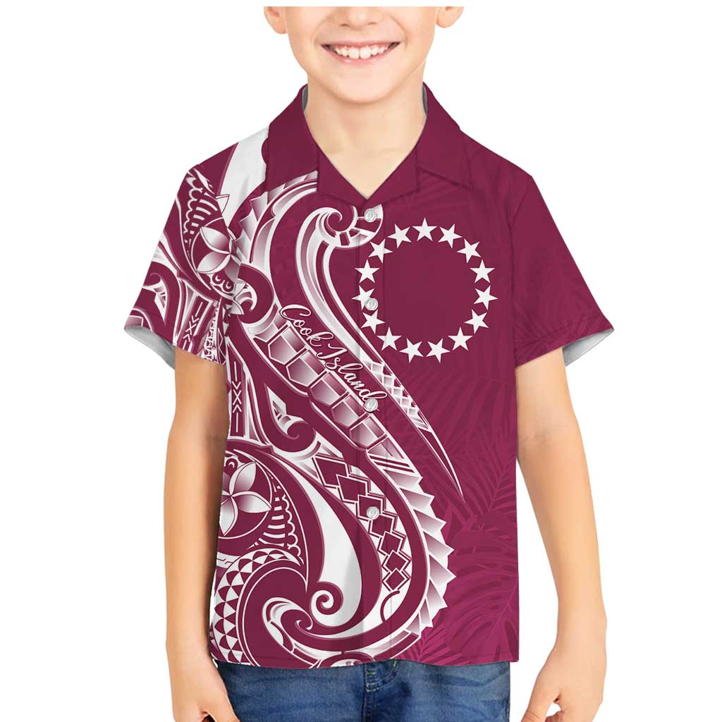 Kia Orana Cook Islands Family Matching Mermaid Dress and Hawaiian Shirt Maroon Plumeria Tropical Waves - Polynesian Pride