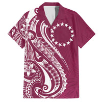 Kia Orana Cook Islands Family Matching Off The Shoulder Long Sleeve Dress and Hawaiian Shirt Maroon Plumeria Tropical Waves - Polynesian Pride