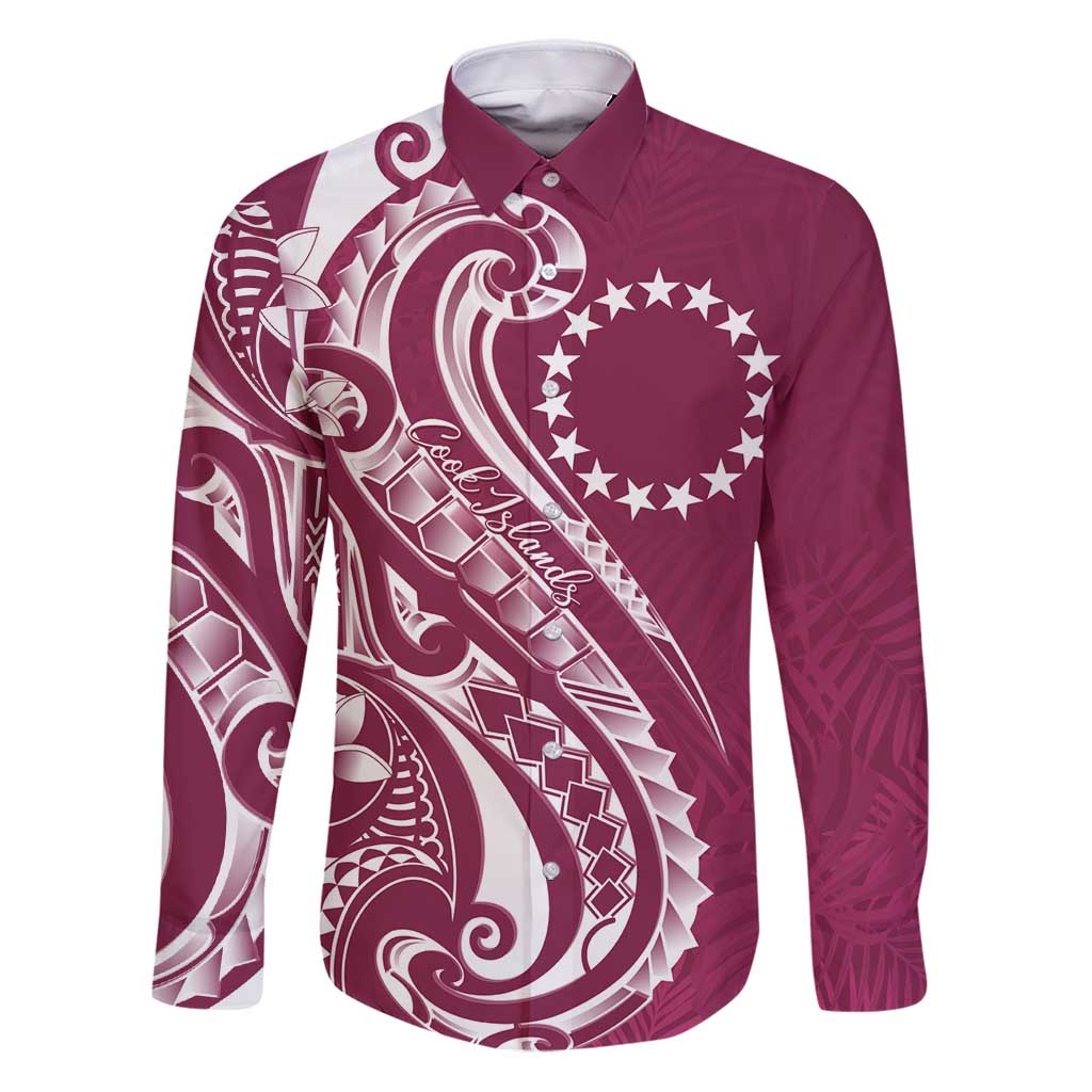 Kia Orana Cook Islands Family Matching Puletasi and Hawaiian Shirt Maroon Plumeria Tropical Waves - Polynesian Pride