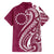 Kia Orana Cook Islands Family Matching Short Sleeve Bodycon Dress and Hawaiian Shirt Maroon Plumeria Tropical Waves - Polynesian Pride