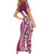 Kia Orana Cook Islands Family Matching Short Sleeve Bodycon Dress and Hawaiian Shirt Maroon Plumeria Tropical Waves - Polynesian Pride