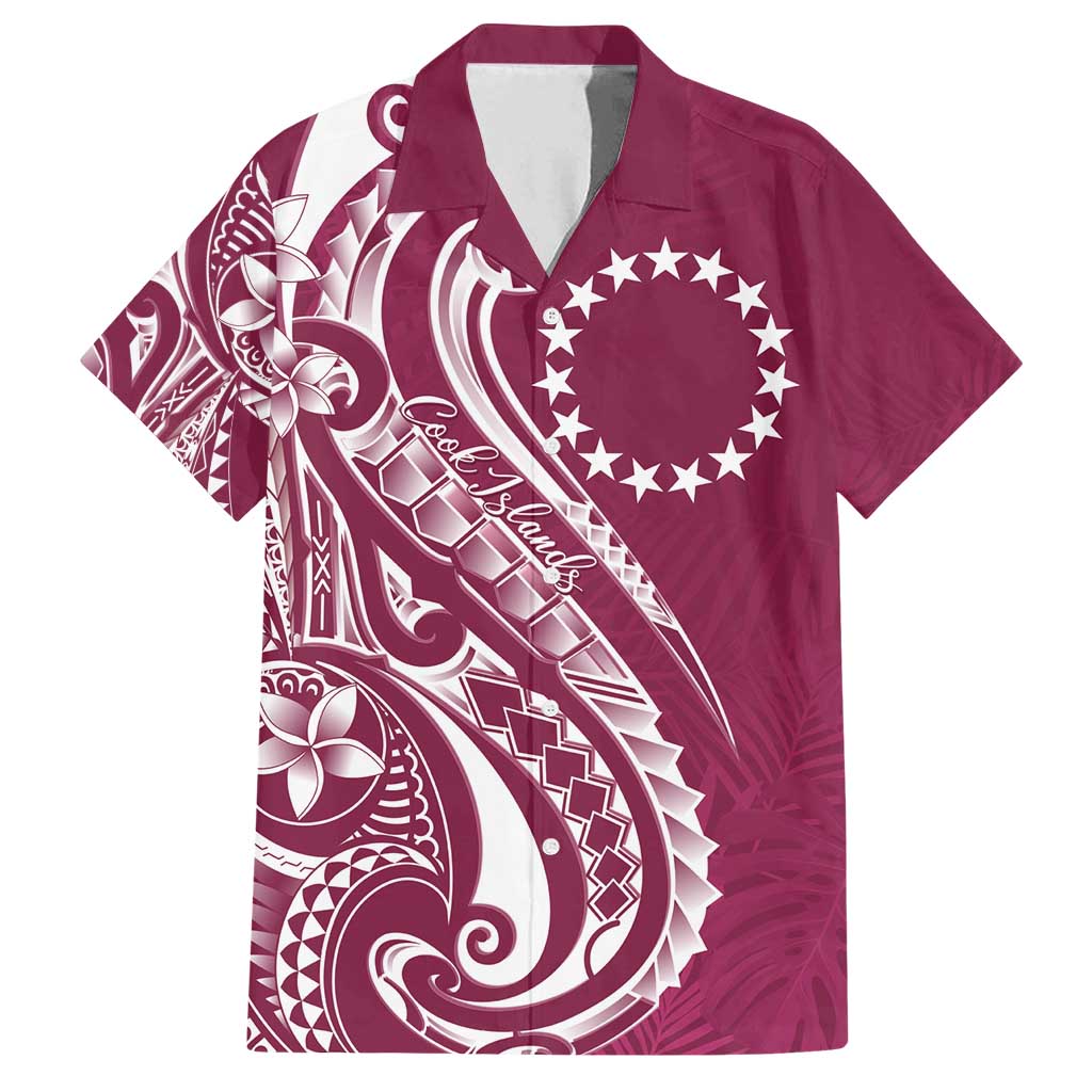 Kia Orana Cook Islands Family Matching Summer Maxi Dress and Hawaiian Shirt Maroon Plumeria Tropical Waves - Polynesian Pride