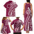 Kia Orana Cook Islands Family Matching Tank Maxi Dress and Hawaiian Shirt Maroon Plumeria Tropical Waves - Polynesian Pride