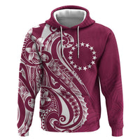 Kia Orana Cook Islands Hoodie Maroon Plumeria Tropical Waves - Polynesian Pride