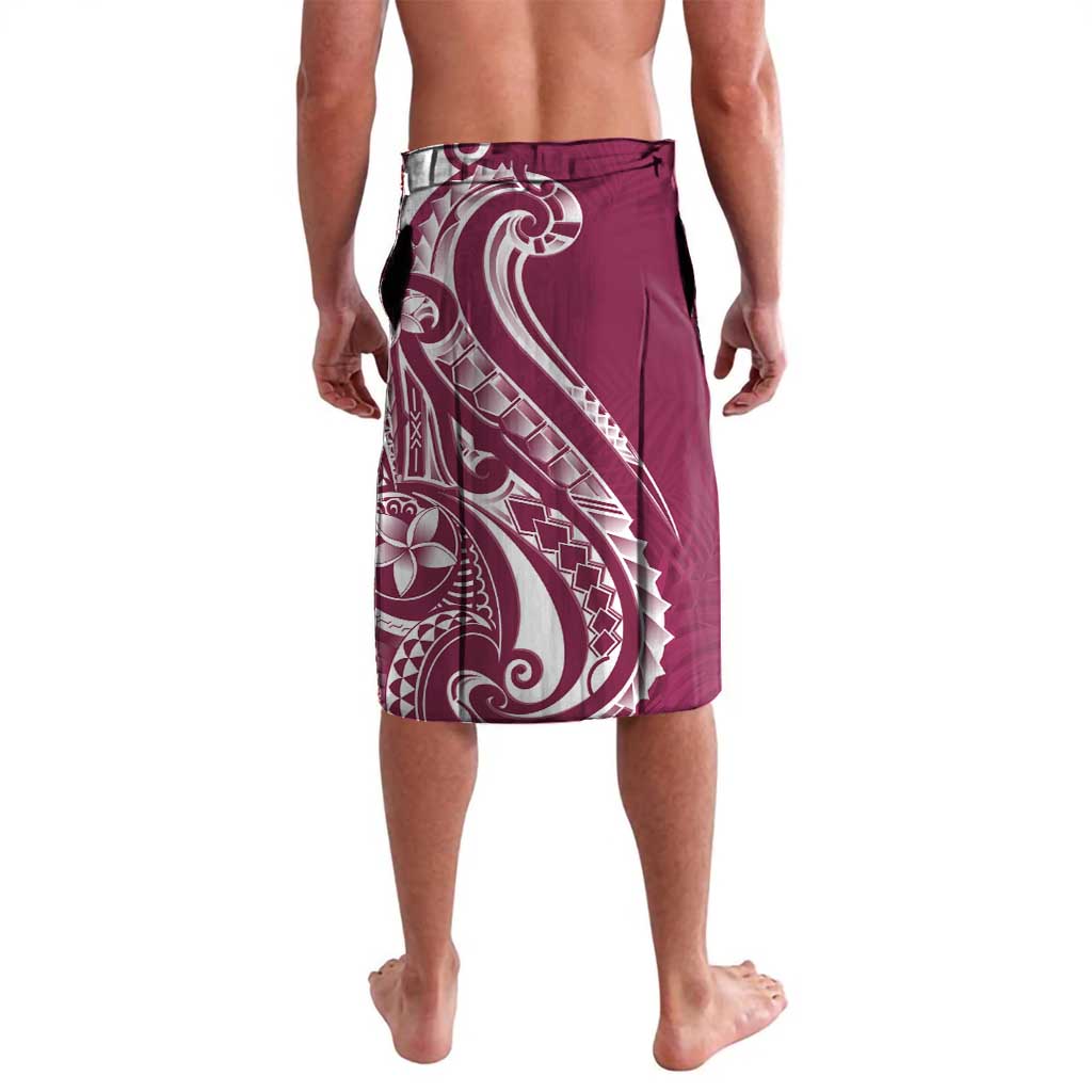 Kia Orana Cook Islands Lavalava Maroon Plumeria Tropical Waves - Polynesian Pride