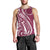 Kia Orana Cook Islands Men Tank Top Maroon Plumeria Tropical Waves - Polynesian Pride