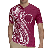 Kia Orana Cook Islands Rugby Jersey Maroon Plumeria Tropical Waves - Polynesian Pride