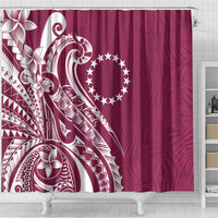 Kia Orana Cook Islands Shower Curtain Maroon Plumeria Tropical Waves - Polynesian Pride