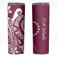 Kia Orana Cook Islands Skinny Tumbler Maroon Plumeria Tropical Waves - Polynesian Pride