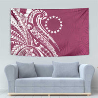 Kia Orana Cook Islands Tapestry Maroon Plumeria Tropical Waves - Polynesian Pride