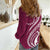 Kia Orana Cook Islands Women Casual Shirt Maroon Plumeria Tropical Waves - Polynesian Pride
