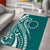 Kia Orana Cook Islands Area Rug Teal Plumeria Tropical Waves - Polynesian Pride