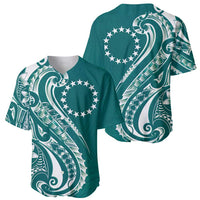 Kia Orana Cook Islands Baseball Jersey Teal Plumeria Tropical Waves - Polynesian Pride