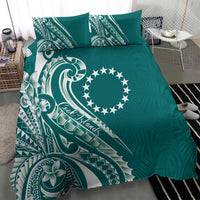 Kia Orana Cook Islands Bedding Set Teal Plumeria Tropical Waves - Polynesian Pride