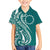 Kia Orana Cook Islands Family Matching Long Sleeve Bodycon Dress and Hawaiian Shirt Teal Plumeria Tropical Waves - Polynesian Pride