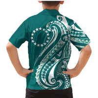 Kia Orana Cook Islands Family Matching Mermaid Dress and Hawaiian Shirt Teal Plumeria Tropical Waves - Polynesian Pride