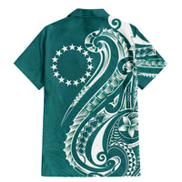 Kia Orana Cook Islands Family Matching Mermaid Dress and Hawaiian Shirt Teal Plumeria Tropical Waves - Polynesian Pride