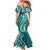 Kia Orana Cook Islands Family Matching Mermaid Dress and Hawaiian Shirt Teal Plumeria Tropical Waves - Polynesian Pride