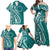 Kia Orana Cook Islands Family Matching Off Shoulder Maxi Dress and Hawaiian Shirt Teal Plumeria Tropical Waves - Polynesian Pride