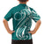Kia Orana Cook Islands Family Matching Short Sleeve Bodycon Dress and Hawaiian Shirt Teal Plumeria Tropical Waves - Polynesian Pride