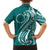 Kia Orana Cook Islands Family Matching Tank Maxi Dress and Hawaiian Shirt Teal Plumeria Tropical Waves - Polynesian Pride
