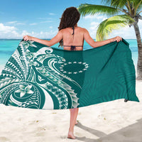 Kia Orana Cook Islands Sarong Teal Plumeria Tropical Waves - Polynesian Pride