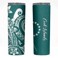 Kia Orana Cook Islands Skinny Tumbler Teal Plumeria Tropical Waves - Polynesian Pride