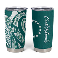 Kia Orana Cook Islands Tumbler Cup Teal Plumeria Tropical Waves - Polynesian Pride