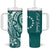 Kia Orana Cook Islands Tumbler With Handle Teal Plumeria Tropical Waves - Polynesian Pride