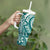 Kia Orana Cook Islands Tumbler With Handle Teal Plumeria Tropical Waves - Polynesian Pride