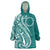 Kia Orana Cook Islands Wearable Blanket Hoodie Teal Plumeria Tropical Waves - Polynesian Pride
