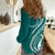 Kia Orana Cook Islands Women Casual Shirt Teal Plumeria Tropical Waves - Polynesian Pride