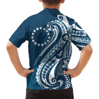 Kia Orana Cook Islands Family Matching Off Shoulder Short Dress and Hawaiian Shirt Auika Plumeria Tropical Waves - Polynesian Pride