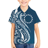 Kia Orana Cook Islands Family Matching Off Shoulder Short Dress and Hawaiian Shirt Auika Plumeria Tropical Waves - Polynesian Pride