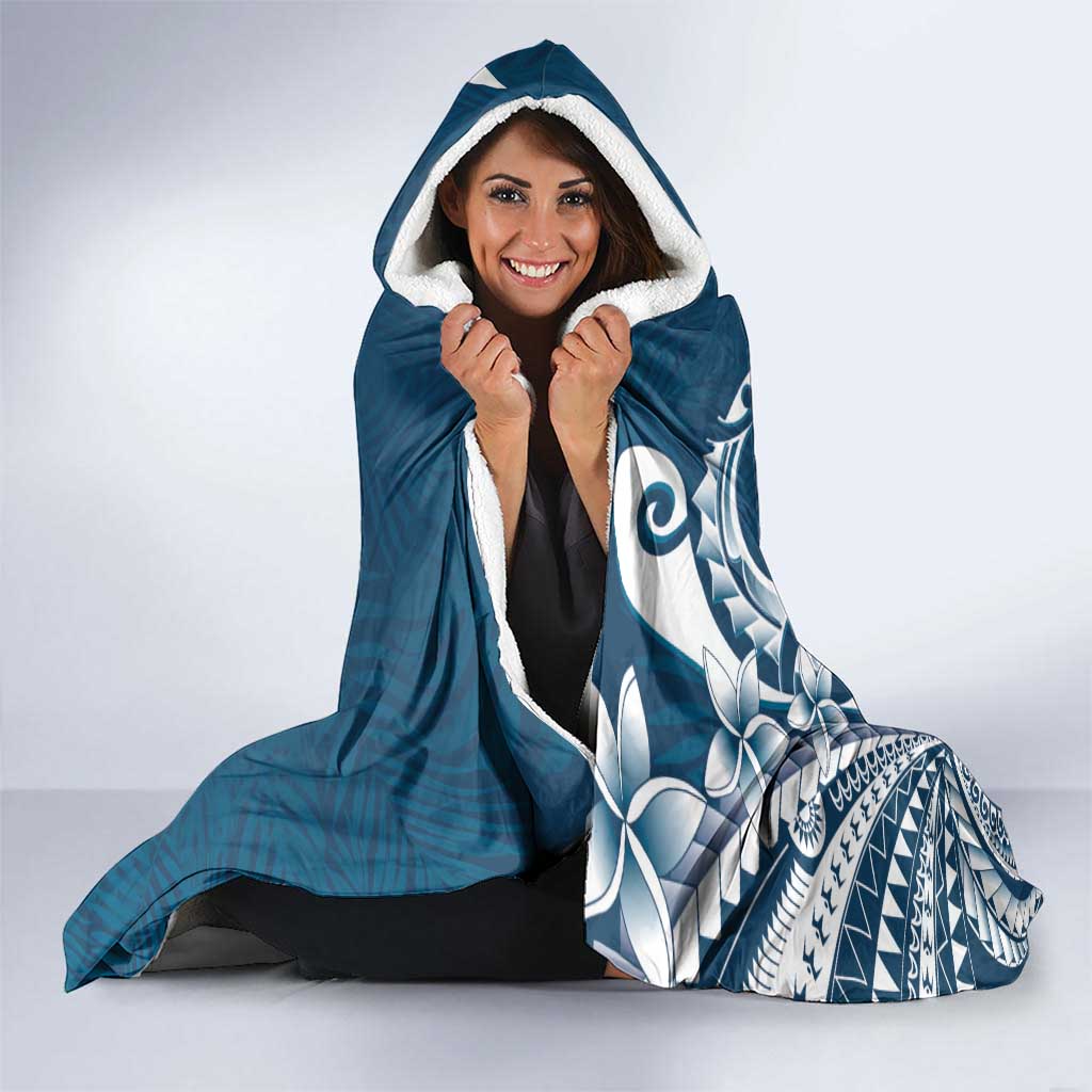 Kia Orana Cook Islands Hooded Blanket Auika Plumeria Tropical Waves - Polynesian Pride