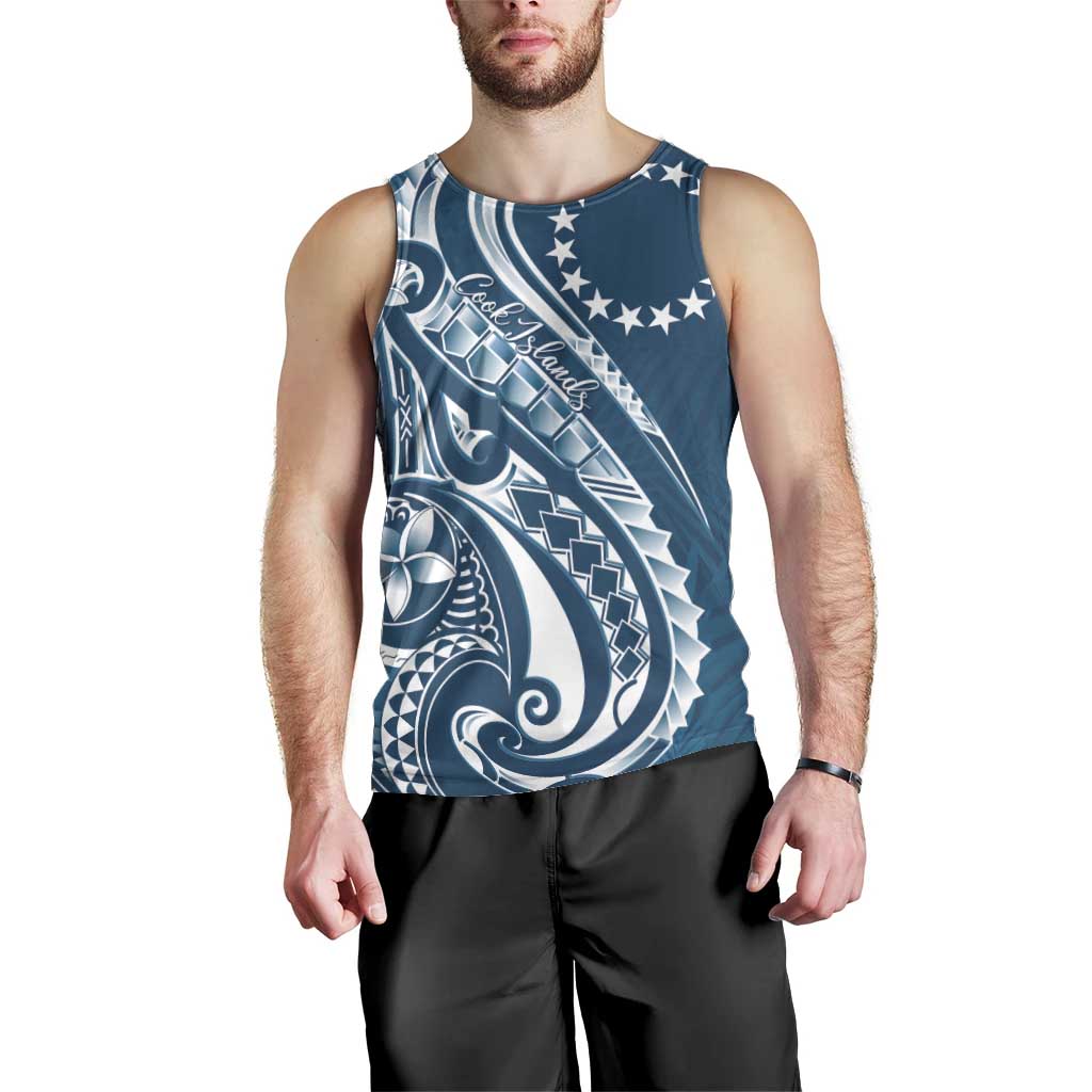 Kia Orana Cook Islands Men Tank Top Auika Plumeria Tropical Waves - Polynesian Pride