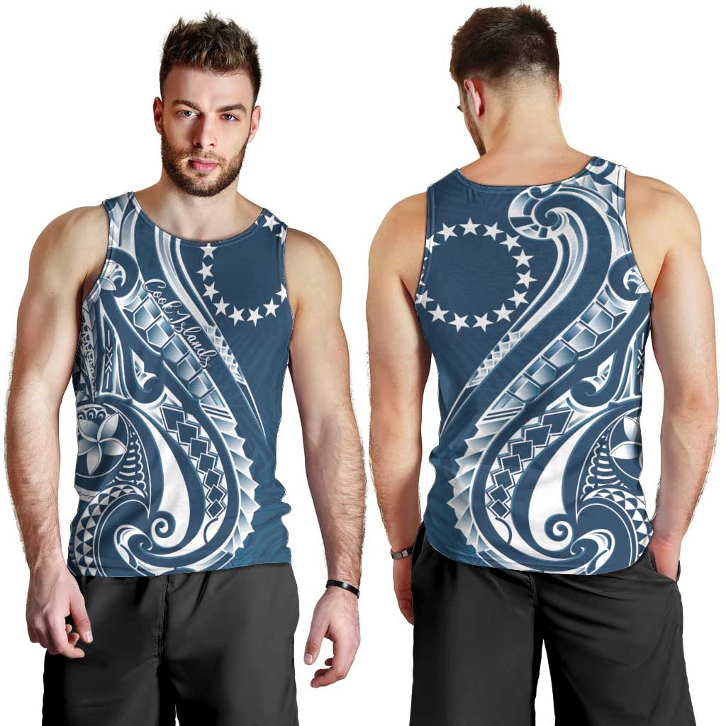 Kia Orana Cook Islands Men Tank Top Auika Plumeria Tropical Waves - Polynesian Pride
