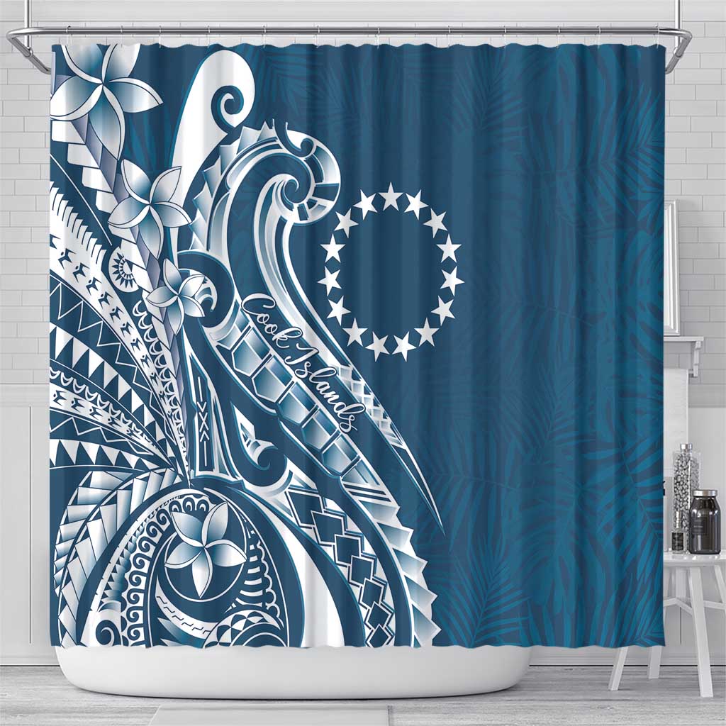 Kia Orana Cook Islands Shower Curtain Auika Plumeria Tropical Waves - Polynesian Pride