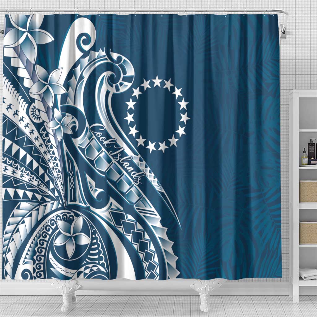 Kia Orana Cook Islands Shower Curtain Auika Plumeria Tropical Waves - Polynesian Pride