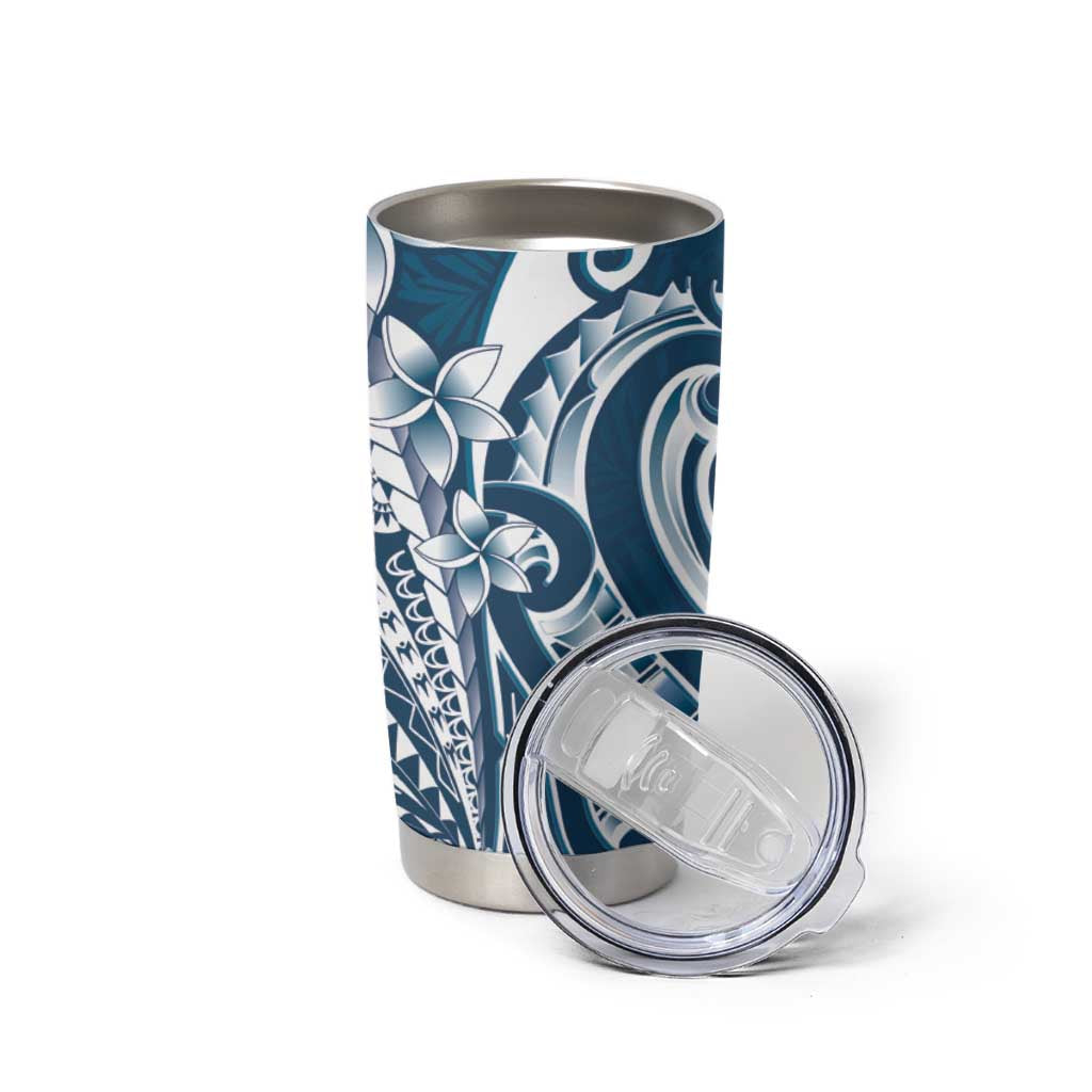 Kia Orana Cook Islands Tumbler Cup Auika Plumeria Tropical Waves - Polynesian Pride