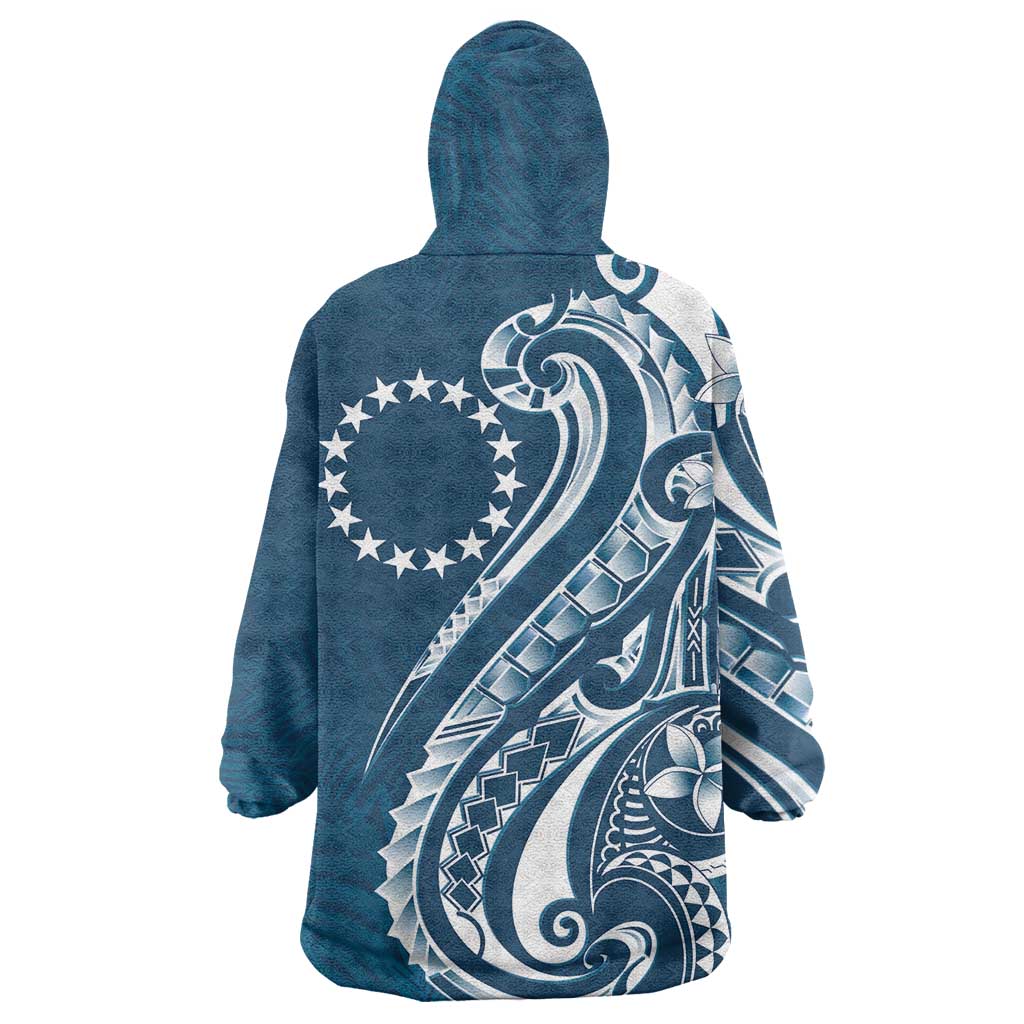 Kia Orana Cook Islands Wearable Blanket Hoodie Auika Plumeria Tropical Waves - Polynesian Pride