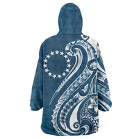 Kia Orana Cook Islands Wearable Blanket Hoodie Auika Plumeria Tropical Waves - Polynesian Pride
